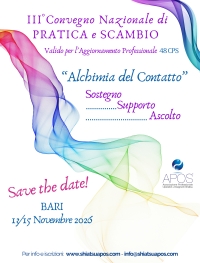 III&deg; Convegno Nazionale di Pratica e Scambio - "Alchimia del Contatto" - Bari 13-15 novembre 2026